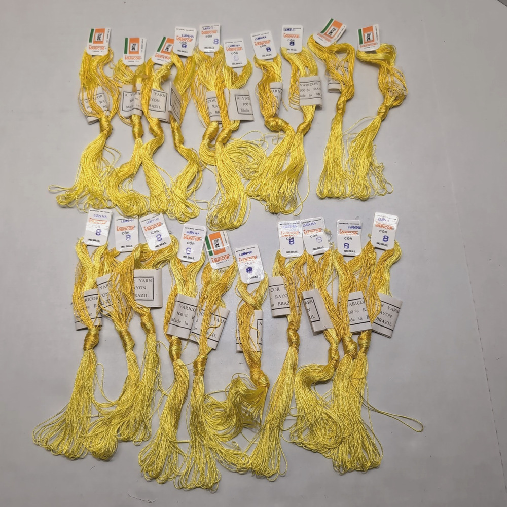 Lot of 20‎ Varicor Luinha Embroidery Thread Yarn Skeins #8 Yellow Made in Brazil